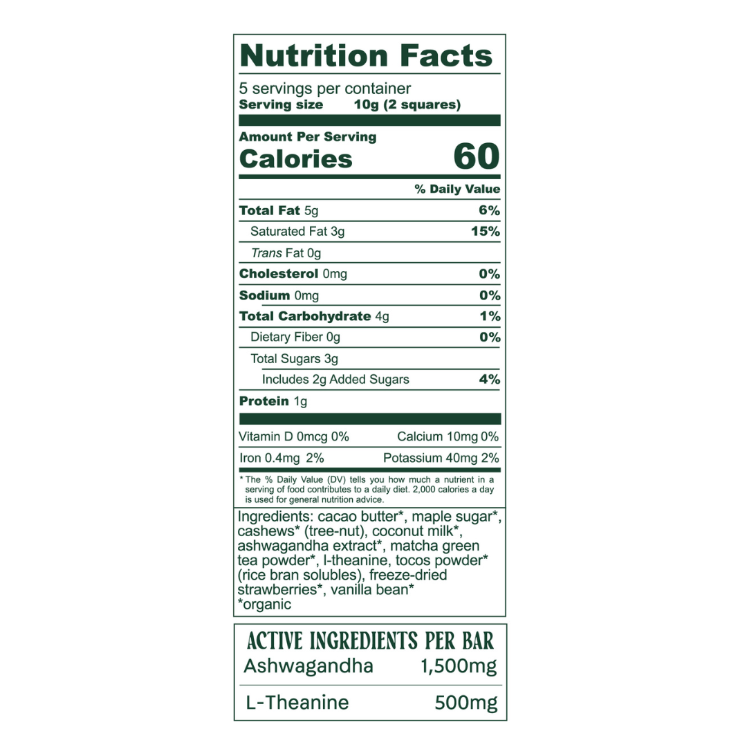 Matcha Chocolate Bar to Ease Stress + Boost Focus