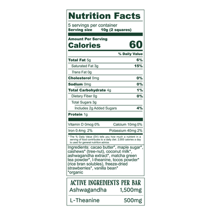 Matcha Chocolate Bar to Ease Stress + Boost Focus