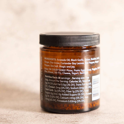 Chili Crisp- Black Garlic- Spicy Umami Condiment And Cooking Oil