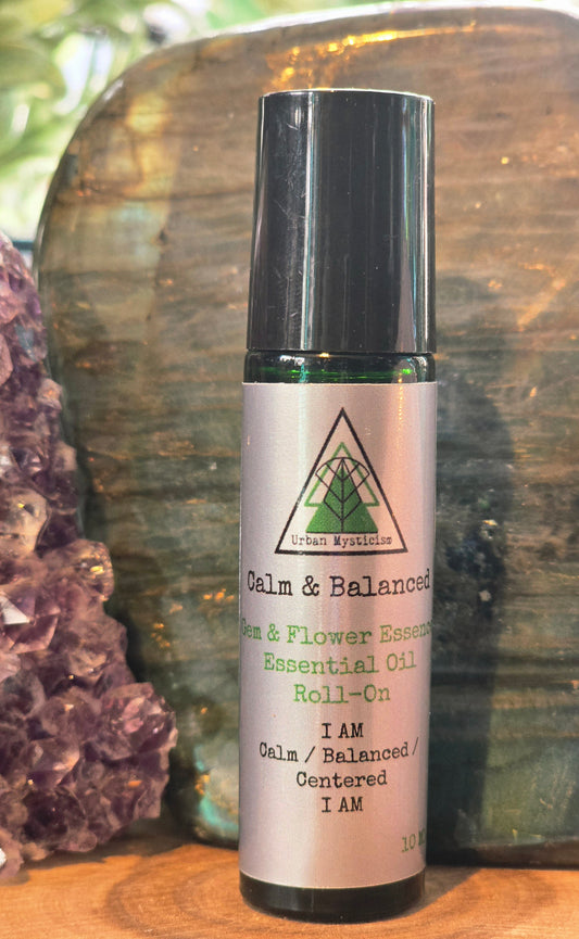 Calm & Balanced - Aromatherapy Gem/ Flower Essence Essential Oil Rollerball