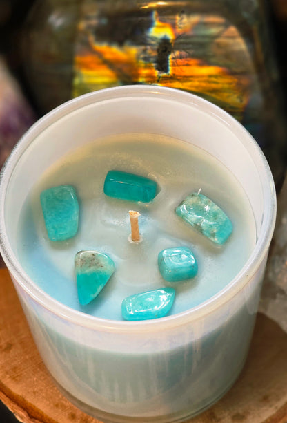 Once In a Blue Moon - Crystal infused Coconut Wax Candle