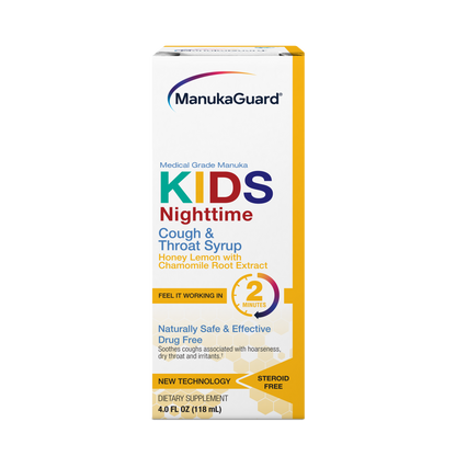 Kids Nighttime Cough & Throat Syrup, Mānuka Honey