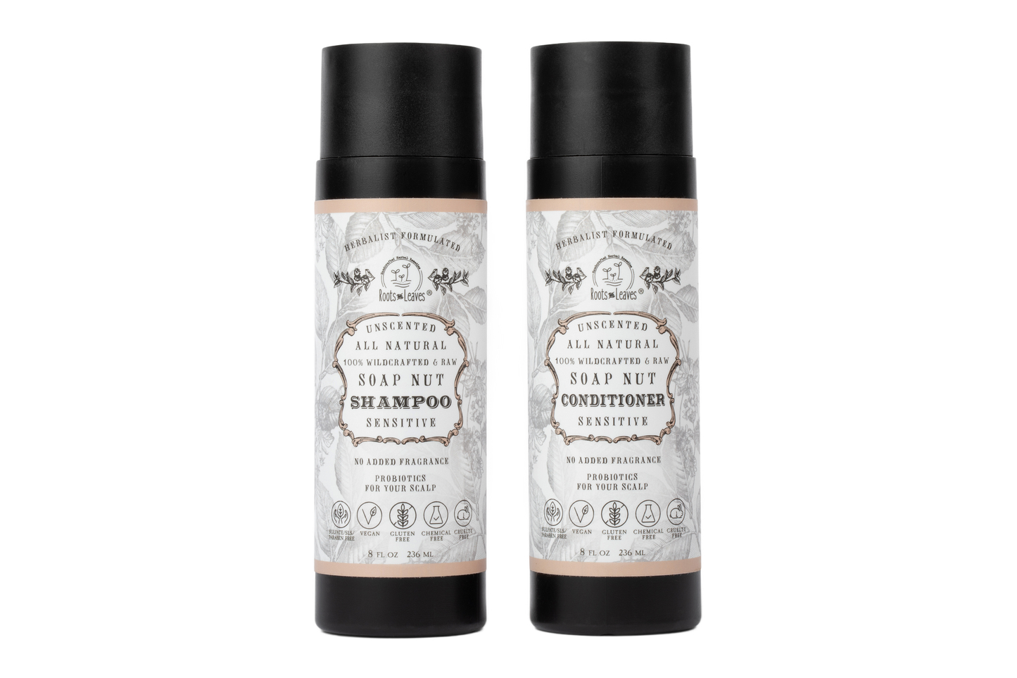 All Natural Soapnut Shampoo and Conditioner Set- UNSCENTED- wild fermented probiotics for your scalp