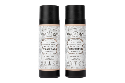All Natural Soapnut Shampoo and Conditioner Set- UNSCENTED- wild fermented probiotics for your scalp
