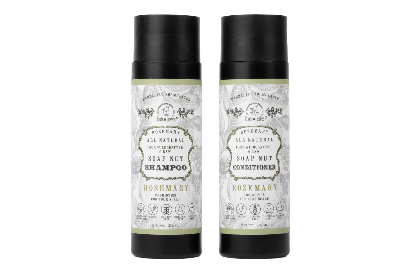 All Natural Soapnut Shampoo and Conditioner Set ROSEMARY- wild fermented probiotics for your scalp
