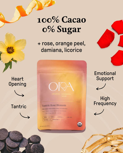 Tantric Rose Blossom Cacao - Organic Ceremonial Chocolate