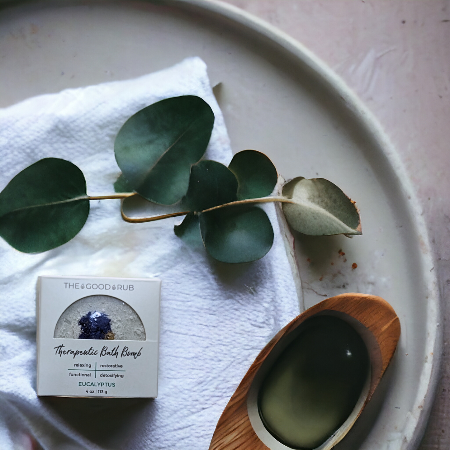 Herbal-Infused Eucalyptus + Corn Flower Bath Bomb