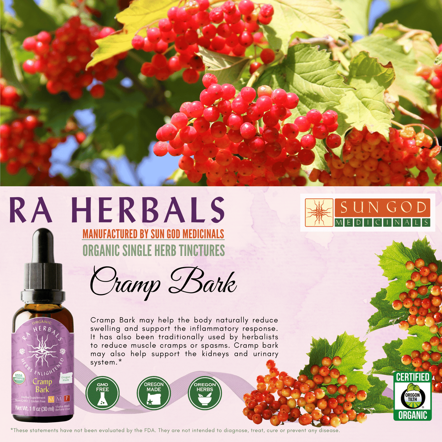 Organic Cramp Bark Tincture 1oz