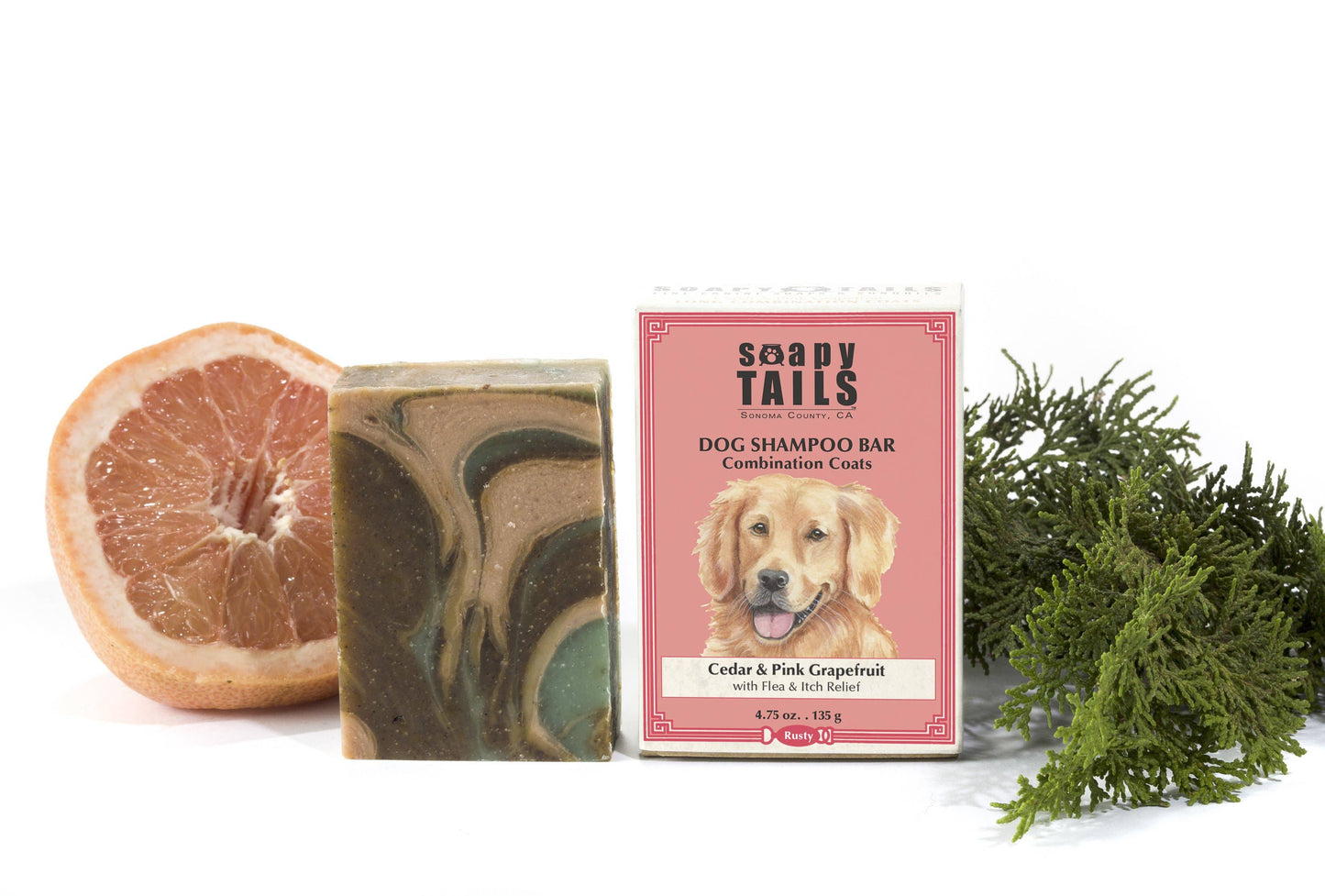 Dog Shampoo Bar Cedar & Pink Grapefruit - Combination Coats